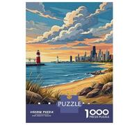 Rompecabezas De 1000 Piezas para Adultos Lake Michigan Travel Rompecabezas para Adultos Juguetes Antiestrés Carrera De Velocidad Manual Interacción Entre Padres E Hijos 38x26cm/1000pcs