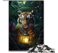 Rompecabezas de 1000 Piezas para Adultos, lámpara de fantasía, Cachorro de Tigre, Regalo, Bricolaje, Divertido, Ideal para el hogar, Sala de Estar, Oficina, decoración (tamaño: 50x75cm)