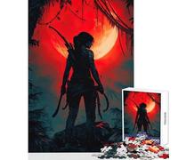Rompecabezas de 1000 Piezas para Adultos Lara Croft en la Jungla con Luna roja Juguete para decoración de Pared Regalo de cumpleaños Juegos relajantes interacción Entre Padres e Hijos tamaño 50x75cm