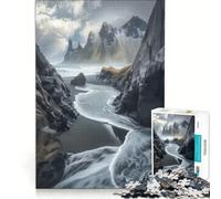 Rompecabezas de 1000 Piezas para Adultos Las místicas Costas de Stokksnes Juegos educativos difíciles y desafiantes Juego de desafío único 38x52cm