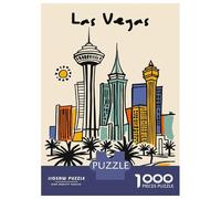 Rompecabezas De 1000 Piezas para Adultos Las Vegas Skyline Illustration Rompecabezas para Adultos Juguetes Antiestrés Patrón De Ensamblaje Cumpleaños 70x50cm/1000pcs