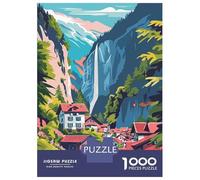 Rompecabezas De 1000 Piezas para Adultos Lauterbrunnen Waterfall Rompecabezas Juegos Familiares Difícil Difícil Cumpleaños Y Navidad 52x38cm/1000pcs