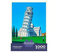 Rompecabezas De 1000 Piezas para Adultos Leaning Tower of Pisa Travel Rompecabezas para Adultos Juguete Decoración De Pared Decoración del Hogar Interacción Entre Padres E Hijos 70x50cm/1000pcs