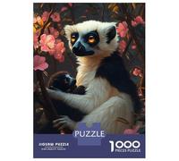 Rompecabezas De 1000 Piezas para Adultos Lemur Mother and Baby in Bloom Rompecabezas para Adolescentes Juego De Ingenio Desafío Difícil Juego Desafiante Regalos 70x50cm/1000pcs