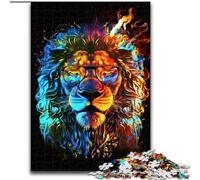 Rompecabezas de 1000 Piezas para Adultos,león Colorido con Gafas,Hecho de Madera,Ideal como decoración artística o Regalo de cumpleaños,50x75cm para cumpleaños,festividades y Ocasiones Especiales