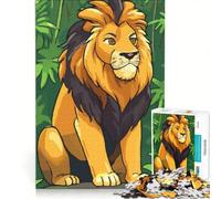 Rompecabezas de 1000 Piezas para Adultos: León de Dibujos Animados en un Entorno selvático Juego práctico para divertirse en Familia cumpleaños y Navidad 50x75cm