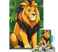 Rompecabezas de 1000 piezas para adultos León de dibujos animados en un entorno selvático Juegos educativos Juguetes Un gran regalo para pasar el tiempo en casa durante las vacaciones (Tamaño 38x26cm)
