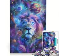 Rompecabezas de 1000 Piezas para Adultos León de Ojos Azules Juego Imposible interacción Entre Padres e Hijos Lista de Deseos con Papá Noel 38x52cm