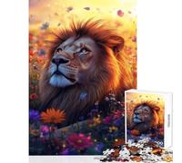 Rompecabezas de 1000 Piezas para Adultos León en Flor Belleza majestuosa Juego práctico para Toda la Familia Juguete Decorativo para la Pared Entrena tu Cerebro y Tus Manos (50x75cm)
