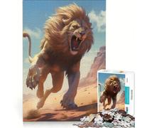 Rompecabezas de 1000 Piezas para Adultos León en la Carrera del Desierto Juegos Divertidos interacción Entre Padres e Hijos Cada Pieza es única 38x52cm