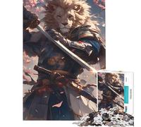 Rompecabezas de 1000 Piezas para Adultos León Guerrero samurái Juego Educativo Juguetes didácticos Regalo de cumpleaños decoración (tamaño 38x26cm)