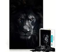 Rompecabezas de 1000 Piezas para Adultos León Negro,Rey Furioso,Bordes Limpios,Juego de Lógica,Juego de Juego Inactivo,Decoración Navideña 50x75cm