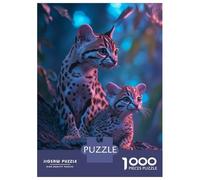 Rompecabezas De 1000 Piezas para Adultos Leopard Cats in Neon Light Rompecabezas para Adultos Juegos Relajantes Que Mejoran La Memoria Diversión En Casa Actividades, 52x38cm/1000pcs
