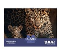 Rompecabezas De 1000 Piezas para Adultos Leopard with Cub Rompecabezas para Adultos Juegos Divertidos Regalo De Cumpleaños Diversión En Casa Actividades, 52x38cm/1000pcs
