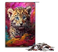 Rompecabezas de 1000 Piezas para Adultos Leopardo bebé rodeado de Salpicaduras Muchos Juguetes educativos intelectuales y descompresores de Colores Ideas de Regalo 75 x 50 cm