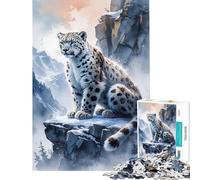 Rompecabezas de 1000 Piezas para Adultos Leopardo de Las Nieves en la Cima de una montaña Juegos relajantes Juguetes educativos y de Aprendizaje Un Gran Regalo para Mujeres (tamaño 50x75cm)