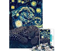 Rompecabezas de 1000 Piezas para Adultos Leopardo durmiendo bajo un Cielo Estrellado Rompecabezas para Adultos Juguete para Decorar la Pared Divertido y Original Regalo de cumpleaños