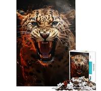 Rompecabezas de 1000 Piezas para Adultos Leopardo Enojado desafío de Inteligencia Cerebral Juguetes adictivos Juegos relajantes Actividades Familiares Regalo Divertido (tamaño 50x75cm)