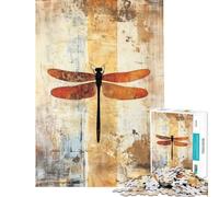 Rompecabezas de 1000 Piezas para Adultos Libélula sobre Fondo Abstracto Texturizado Rompecabezas para Adultos Juego de ingenio Una Obra de Arte para cumpleaños y Navidad (Tamaño 38x26cm)