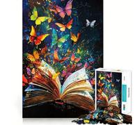 Rompecabezas de 1000 Piezas para Adultos Libro de Mariposas,Juego de Bordes limpios,Juego de lógica,Juego de Entretenimiento,decoración navideña 38x26cm