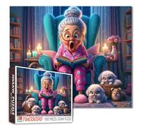 Rompecabezas de 1000 piezas para adultos, libros, cachorros, estanterías, velas, cielo estrellado, adecuado para todos los entusiastas de los juguetes, actividades familiares, perfecto para la noche