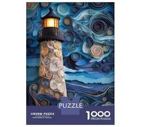 Rompecabezas De 1000 Piezas para Adultos Lighthouse Art Print Ocean Waves Rompecabezas para Adultos Juego De Ingenio Decoración Difícil Y Desafiante 52x38cm/1000pcs