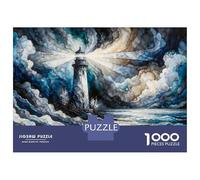 Rompecabezas De 1000 Piezas para Adultos Lighthouse in Stormy Sea Rompecabezas Juegos Divertidos Vacaciones En Casa Matar El Tiempo Cumpleaños Y Navidad 38x26cm/1000pcs