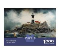 Rompecabezas De 1000 Piezas para Adultos Lighthouse on Rocky Island Rompecabezas Juguete Decoración De Pared Difícil Difícil Cumpleaños Y Navidad 52x38cm/1000pcs