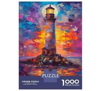 Rompecabezas De 1000 Piezas para Adultos Lighthouse Painting Art Print Rompecabezas para Adultos Juegos Familiares Una Obra De Arte Ayuda A Ejercitar El Cerebro 38x26cm/1000pcs