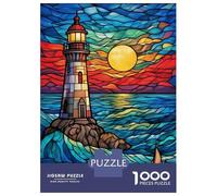 Rompecabezas De 1000 Piezas para Adultos Lighthouse Sailboat Sunset Rompecabezas para Adultos Juegos Relajantes Difícil Oferta Difícil como Regalo para Toda La Familia 38x26cm/1000pcs