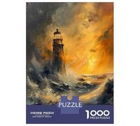 Rompecabezas De 1000 Piezas para Adultos Lighthouse Storm Sunset Rompecabezas Juguetes Antiestrés Decoración del Hogar Difícil Y Desafiante 52x38cm/1000pcs
