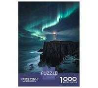 Rompecabezas De 1000 Piezas para Adultos Lighthouse Under Aurora Borealis Rompecabezas para Adultos Juegos Familiares Desafío Difícil para Cumpleaños, Navidad 38x26cm/1000pcs