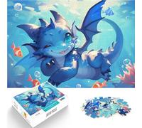 Rompecabezas de 1000 Piezas para Adultos Lindo dragón Azul bajo el Agua Acertijo para Cada Pieza es única: un desafiante y Divertido Juego Familiar 38x26cm
