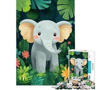 Rompecabezas de 1000 Piezas para Adultos Lindo Elefante en la Jungla Juego Imposible Juguete Educativo Divertido Regalo para Mejorar la Memoria (tamaño 38x26cm)