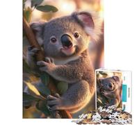 Rompecabezas de 1000 Piezas para Adultos Lindo Koala en una Rama Divertidas Actividades en casa Un Juego de ingenio y una Obra de Arte para Mayores de 14 años 50x75cm