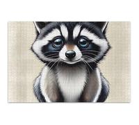Rompecabezas de 1000 piezas para adultos, lindo oso mapache, divertido elefante blanco, rompecabezas duro para adultos, estampado de animales, 29.5 x 19.7 pulgadas