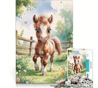Rompecabezas de 1000 Piezas para Adultos: Lindo potrillo en un Prado, Acuarela, Juego Imposible, análisis y lógica, fortalece el Amor Entre Parejas 38x52cm