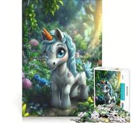 Rompecabezas de 1000 Piezas para Adultos: Lindo Unicornio en un Bosque, Juego Imposible, análisis y lógica, fortalece el Amor Entre Parejas 38x52cm