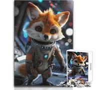 Rompecabezas de 1000 Piezas para Adultos, Lindo Zorro Astronauta Curioso, Ideal para Momentos de Ocio tranquilos, Juguete de precisión Troquelado Premium, tamaño 38x52cm
