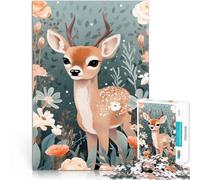 Rompecabezas de 1000 Piezas para Adultos Lindos Ciervos Animales Flores Juegos educativos Actividades Divertidas en casa, Regalos de cumpleaños, Regalos de Viaje, 75x50cm