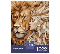 Rompecabezas De 1000 Piezas para Adultos Lion and Girl with Feathers Rompecabezas Juego De Ingenio Carrera De Velocidad De Manos Interacción Entre Padres E Hijos 52x38cm/1000pcs