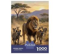 Rompecabezas De 1000 Piezas para Adultos Lion and Hyenas in African Savannah Rompecabezas para Adultos Juego Práctico Ensamblaje De Patrones Desafiante De Completar 70x50cm/1000pcs