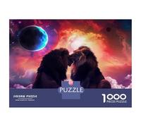 Rompecabezas De 1000 Piezas para Adultos Lion Couple Fantasy Art Print Rompecabezas para Adultos Juegos Familiares Carrera De Velocidad Manual Regalo De Cumpleaños, Regalos, 52x38cm/1000pcs
