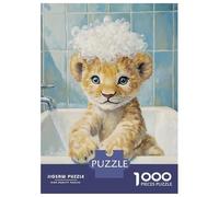 Rompecabezas De 1000 Piezas para Adultos Lion Cub Bath Time Rompecabezas para Adultos Juegos Familiares Pero Regalos Divertidos Y Humorísticos para Amigos Y Familiares 38x26cm/1000pcs