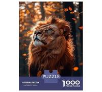 Rompecabezas De 1000 Piezas para Adultos Lion in Autumn Leaves Rompecabezas Juego De Ingenio Ensamblaje De Patrones Regalos De Cumpleaños Y Únicos 70x50cm/1000pcs