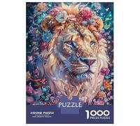 Rompecabezas De 1000 Piezas para Adultos Lion in Floral Majesty Rompecabezas para Adultos Juegos Familiares Desafío Difícil para Cumpleaños, Navidad 52x38cm/1000pcs