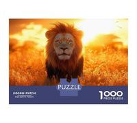 Rompecabezas De 1000 Piezas para Adultos Lion in Golden Field at Sunset Rompecabezas Juego De Ingenio Alivia El Estrés Cumpleaños 70x50cm/1000pcs