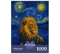 Rompecabezas De 1000 Piezas para Adultos Lion in Starry Night Style(2) Rompecabezas para Adultos Juegos Familiares Pero Regalos Divertidos Y Humorísticos para Amigos Y Familiares 38x26cm/1000pcs