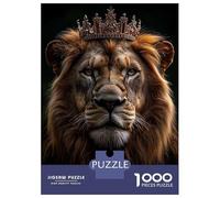 Rompecabezas De 1000 Piezas para Adultos Lion King Portrait with Golden Crown Rompecabezas para Adultos Juegos Relajantes Pero Divertidos Y Humorísticos Desafiante De Completar 52x38cm/1000pcs