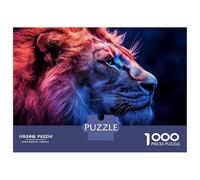 Rompecabezas De 1000 Piezas para Adultos Lion Portrait with Neon Lighting Rompecabezas para Adultos Juego Familiar Alivia El Estrés Difícil Y Desafiante 70x50cm/1000pcs